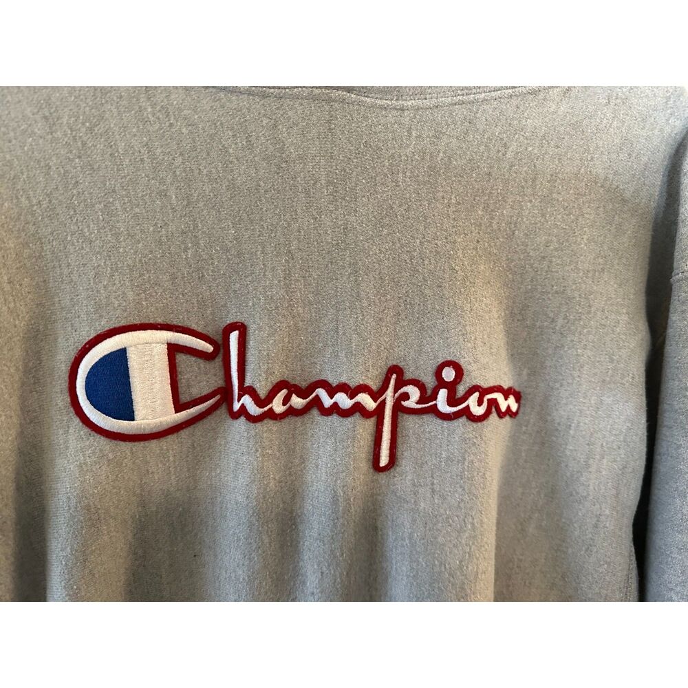 Champion Reverse Weave Logo Script Grey Hoodie - image 3